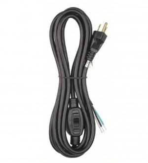  Power Cord: 12 ft Lg, NEMA 5-15P Plug, Port Bare Leads, SJT, 10 A Max. Amps, 125V AC
